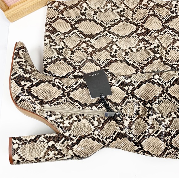 New Zara Snakeskin Print Boots (Sz: 8) - Picture 2 of 7